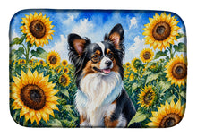 Load image into Gallery viewer, Papillon in Sunflowers Dish Drying Mat Absorbent Dish Drying Mat Pad for Kitchen Counter Dish Drainer Mat for Countertop, 14 x 21", Multicolor