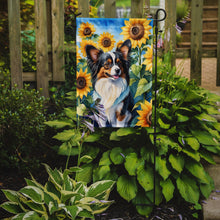 Load image into Gallery viewer, Papillon in Sunflowers Garden Flag – Bright Dog-Themed Yard Decor