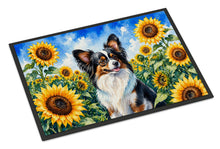 Load image into Gallery viewer, Papillon in Sunflowers Doormat Front Door Mat Indoor Outdoor Rugs for Entryway, Non Slip Washable Low Pile, 24H X 36W