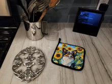 Load image into Gallery viewer, Papillon in Sunflowers Pot Holders - Set of 2 Decorative Kitchen Helpers | Made in the USA