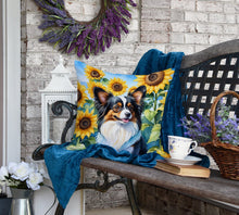 Load image into Gallery viewer, Papillon in Sunflowers Throw Pillow