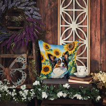 Load image into Gallery viewer, Papillon in Sunflowers Throw Pillow