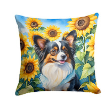 Load image into Gallery viewer, Papillon in Sunflowers Throw Pillow