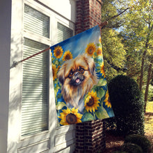 Load image into Gallery viewer, Pekingese in Sunflowers House Flag