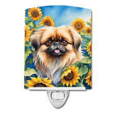 Load image into Gallery viewer, Pekingese in Sunflowers Ceramic Night Light