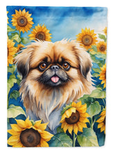 Load image into Gallery viewer, Pekingese in Sunflowers Garden Flag – Bright Dog-Themed Yard Decor