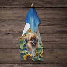 Load image into Gallery viewer, Pekingese in Sunflowers Kitchen Towel