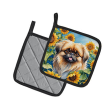 Load image into Gallery viewer, Pekingese in Sunflowers Pot Holders - Set of 2 Decorative Kitchen Helpers | Made in the USA