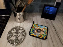 Load image into Gallery viewer, Pekingese in Sunflowers Pot Holders - Set of 2 Decorative Kitchen Helpers | Made in the USA