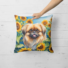 Load image into Gallery viewer, Pekingese in Sunflowers Throw Pillow