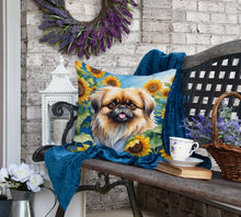 Load image into Gallery viewer, Pekingese in Sunflowers Throw Pillow