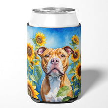 Load image into Gallery viewer, Pit Bull Terrier in Sunflowers Can or Bottle Hugger