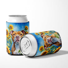 Load image into Gallery viewer, Pit Bull Terrier in Sunflowers Can or Bottle Hugger