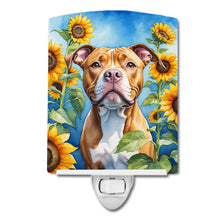 Load image into Gallery viewer, Pit Bull Terrier in Sunflowers Ceramic Night Light