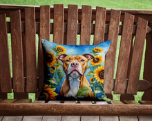 Load image into Gallery viewer, Pit Bull Terrier in Sunflowers Throw Pillow - 14x14 Decorative Pillow – Art for Your Home &amp; Patio