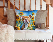 Load image into Gallery viewer, Pit Bull Terrier in Sunflowers Throw Pillow - 14x14 Decorative Pillow – Art for Your Home &amp; Patio