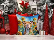 Load image into Gallery viewer, Pit Bull Terrier in Sunflowers Throw Pillow - 14x14 Decorative Pillow – Art for Your Home &amp; Patio