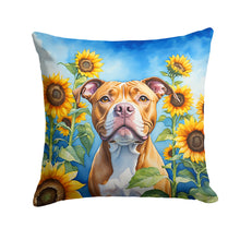 Load image into Gallery viewer, Pit Bull Terrier in Sunflowers Throw Pillow - 14x14 Decorative Pillow – Art for Your Home &amp; Patio