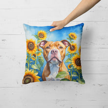 Load image into Gallery viewer, Pit Bull Terrier in Sunflowers Throw Pillow