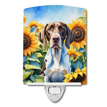 Load image into Gallery viewer, Pointer in Sunflowers Ceramic Night Light