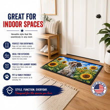 Load image into Gallery viewer, Pointer in Sunflowers Doormat Front Door Mat Indoor Outdoor Rugs for Entryway, Non Slip Washable Low Pile, 18H X 27W