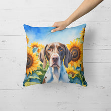 Load image into Gallery viewer, Pointer in Sunflowers Throw Pillow