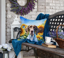 Load image into Gallery viewer, Pointer in Sunflowers Throw Pillow