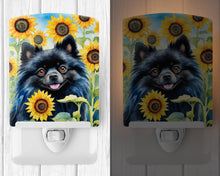 Load image into Gallery viewer, Pomeranian in Sunflowers Ceramic Night Light