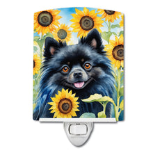 Load image into Gallery viewer, Pomeranian in Sunflowers Ceramic Night Light