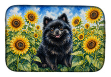 Load image into Gallery viewer, Pomeranian in Sunflowers Dish Drying Mat Absorbent Dish Drying Mat Pad for Kitchen Counter Dish Drainer Mat for Countertop, 14 x 21", Multicolor