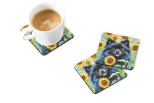 Load image into Gallery viewer, Pomeranian in Sunflowers Coasters - Set of 4 Lightweight Foam, Absorbent Drink Coasters