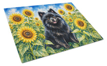 Load image into Gallery viewer, Pomeranian in Sunflowers Cutting Board Tempered Glass Kitchen Cutting Surface, Heat Resistant Chopping Board with Non-Slip Feet, Decorative Food Prep &amp; Serving