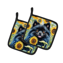 Load image into Gallery viewer, Pomeranian in Sunflowers Pot Holders - Set of 2 Decorative Kitchen Helpers | Made in the USA