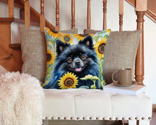 Load image into Gallery viewer, Pomeranian in Sunflowers Throw Pillow - 14x14 Decorative Pillow – Art for Your Home &amp; Patio