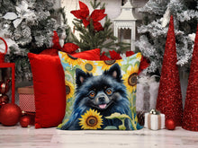 Load image into Gallery viewer, Pomeranian in Sunflowers Throw Pillow - 14x14 Decorative Pillow – Art for Your Home &amp; Patio