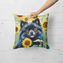 Load image into Gallery viewer, Pomeranian in Sunflowers Throw Pillow