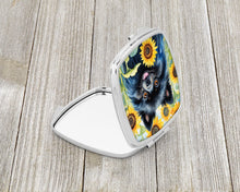 Load image into Gallery viewer, Pomeranian in Sunflowers Compact Mirror – Stylish Purse Mirror with Artistic Covers