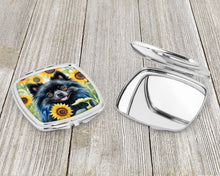 Load image into Gallery viewer, Pomeranian in Sunflowers Compact Mirror – Stylish Purse Mirror with Artistic Covers