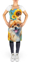 Load image into Gallery viewer, Pomeranian in Sunflowers Apron – Artist-Designed Kitchen, BBQ &amp; Craft Apron
