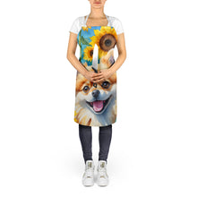 Load image into Gallery viewer, Pomeranian in Sunflowers Apron – Artist-Designed Kitchen, BBQ &amp; Craft Apron