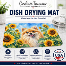 Load image into Gallery viewer, Pomeranian in Sunflowers Dish Drying Mat Absorbent Dish Drying Mat Pad for Kitchen Counter Dish Drainer Mat for Countertop, 14 x 21", Multicolor