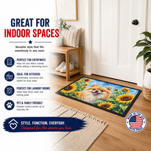 Load image into Gallery viewer, Pomeranian in Sunflowers Doormat Front Door Mat Indoor Outdoor Rugs for Entryway, Non Slip Washable Low Pile, 24H X 36W