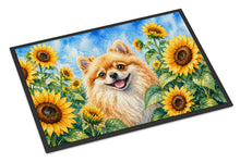 Load image into Gallery viewer, Pomeranian in Sunflowers Doormat Front Door Mat Indoor Outdoor Rugs for Entryway, Non Slip Washable Low Pile, 24H X 36W