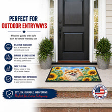 Load image into Gallery viewer, Pomeranian in Sunflowers Doormat Front Door Mat Indoor Outdoor Rugs for Entryway, Non Slip Washable Low Pile, 18H X 27W