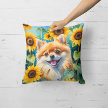 Load image into Gallery viewer, Pomeranian in Sunflowers Throw Pillow