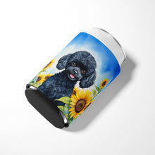 Load image into Gallery viewer, Black Poodle in Sunflowers Can or Bottle Hugger