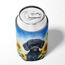 Load image into Gallery viewer, Black Poodle in Sunflowers Can or Bottle Hugger