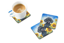 Load image into Gallery viewer, Black Poodle in Sunflowers Coasters - Set of 4 Lightweight Foam, Absorbent Drink Coasters