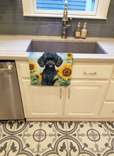 Load image into Gallery viewer, Black Poodle in Sunflowers Kitchen Towel