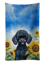 Load image into Gallery viewer, Black Poodle in Sunflowers Kitchen Towel